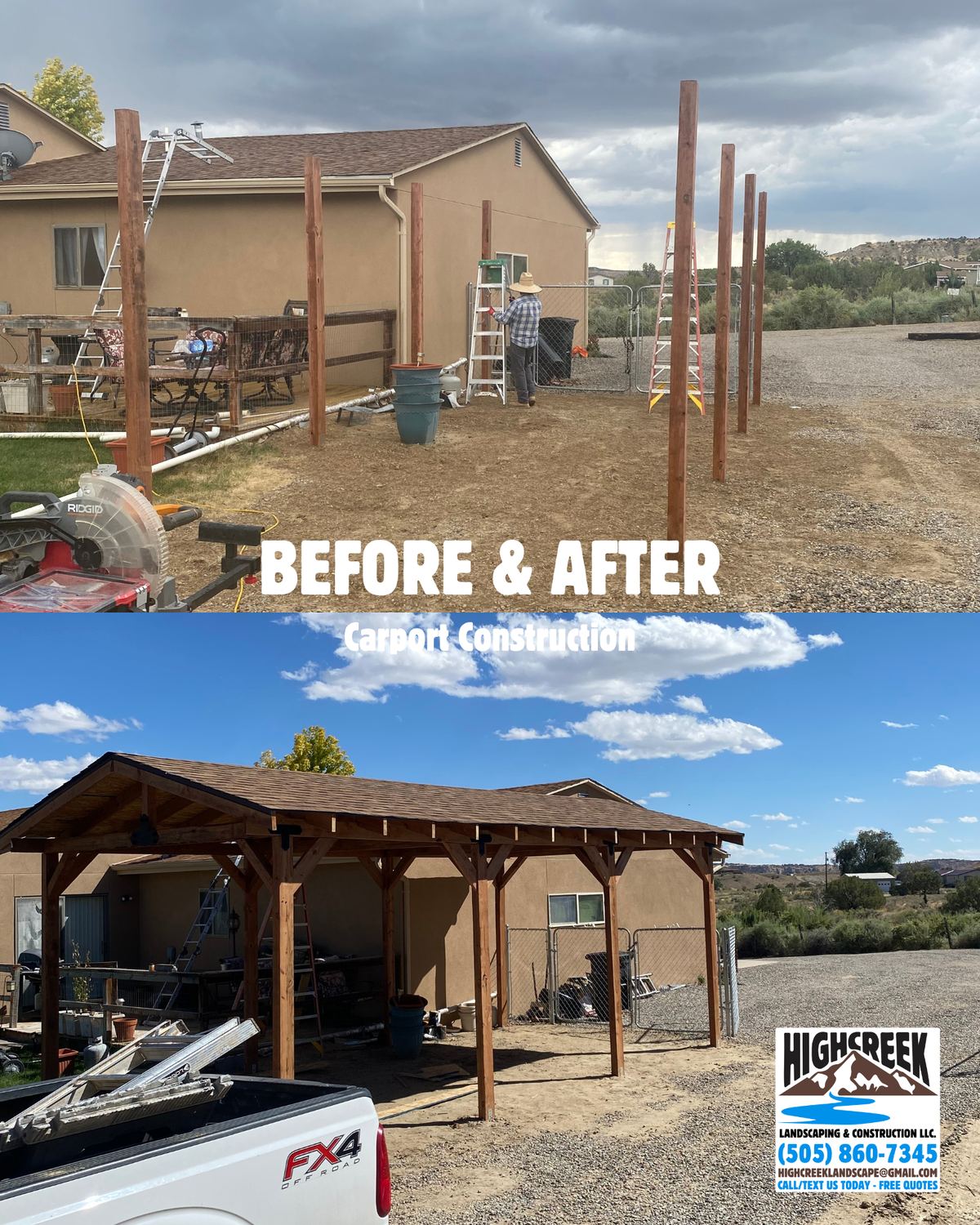 Before and after: carport construction