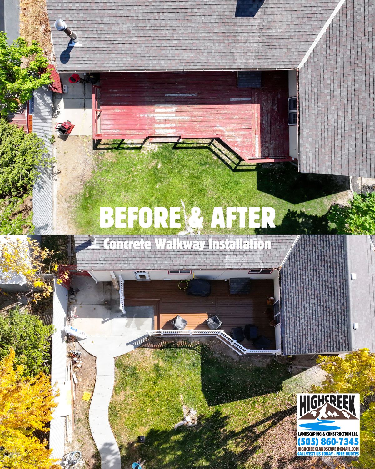 Before and after: concrete walkway installation