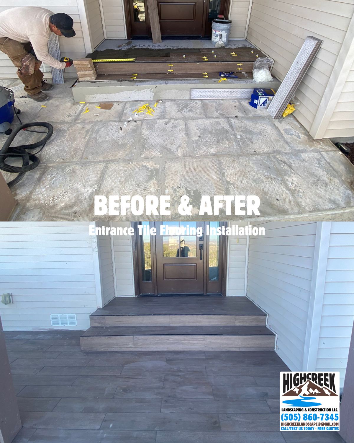 Before and after: entrance tile flooring installation