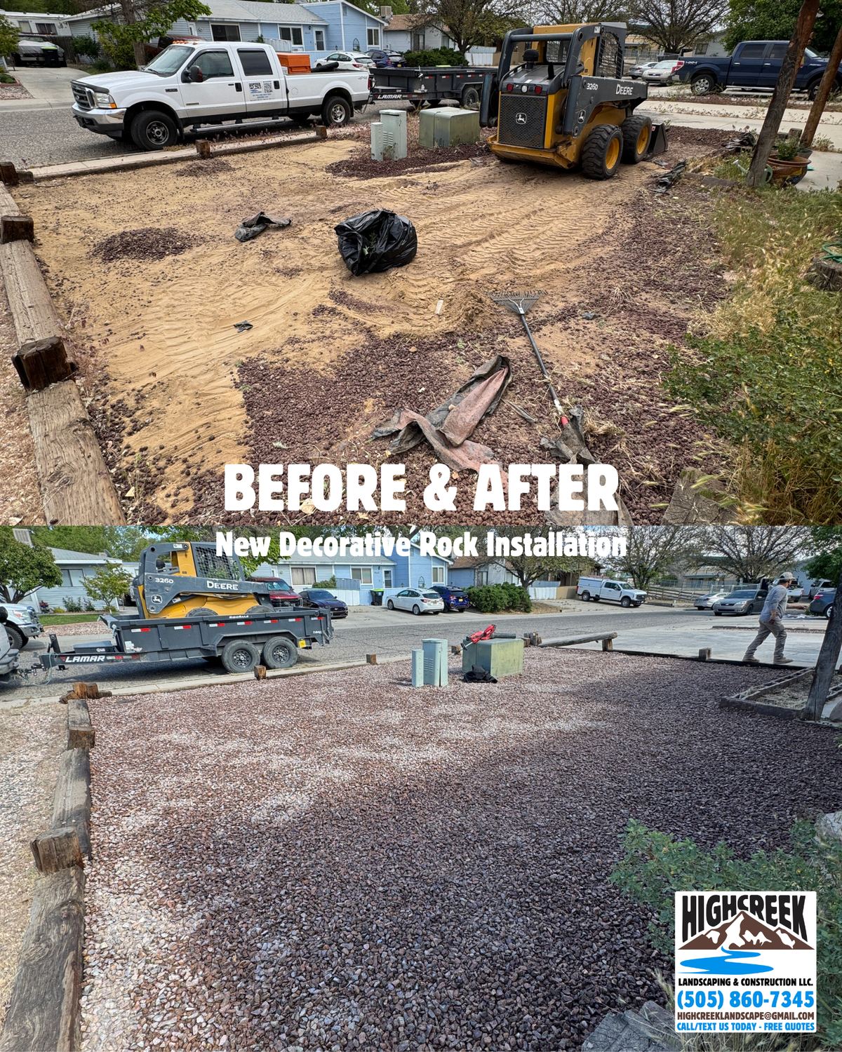 Before and after: new decorative rock installation