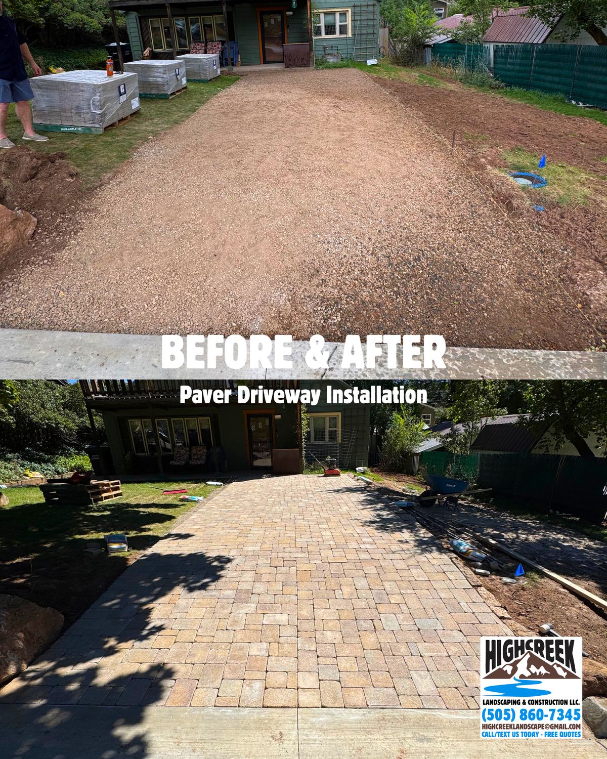 Before and after: paver driveway installation
