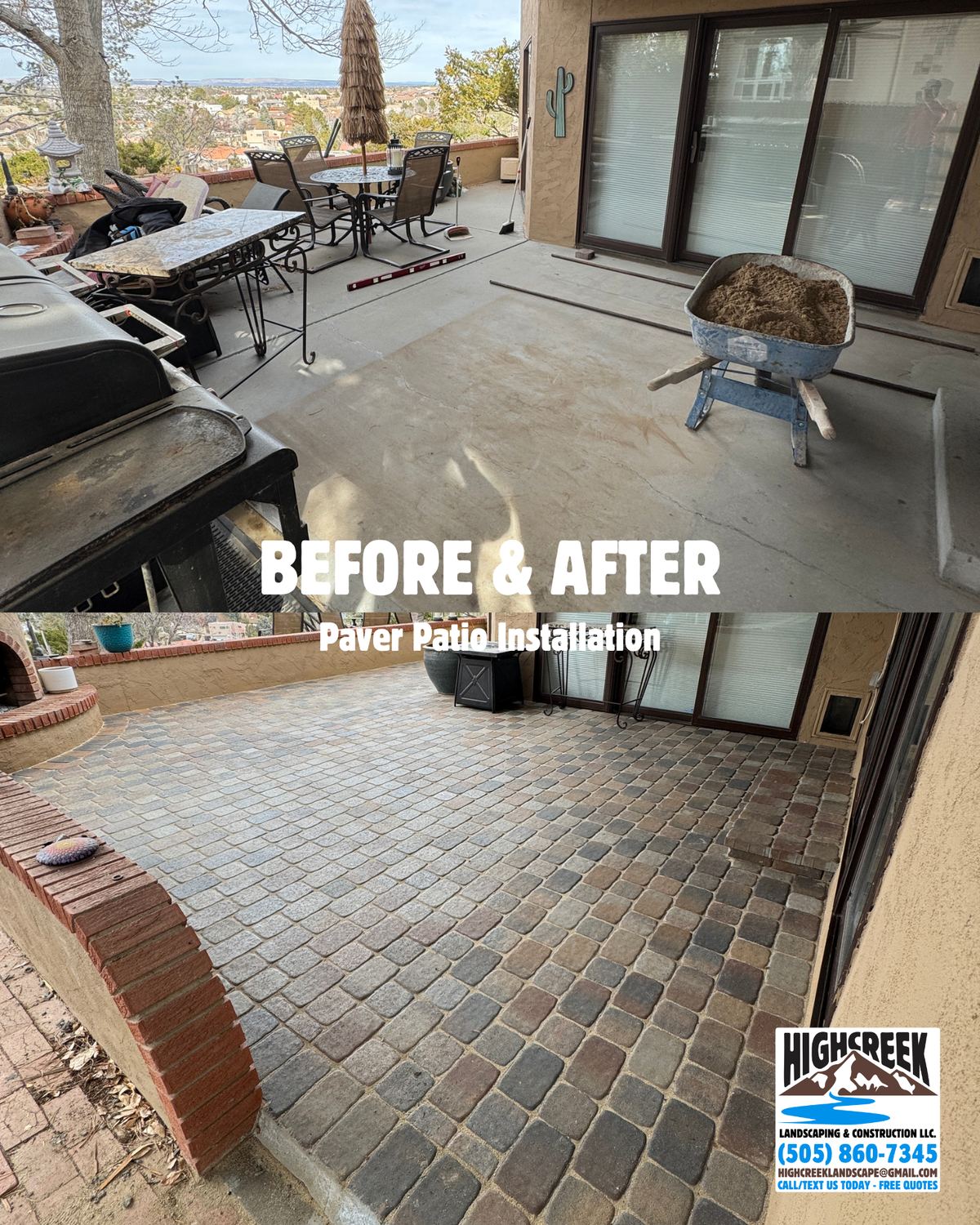Before and after: paver patio installation 3