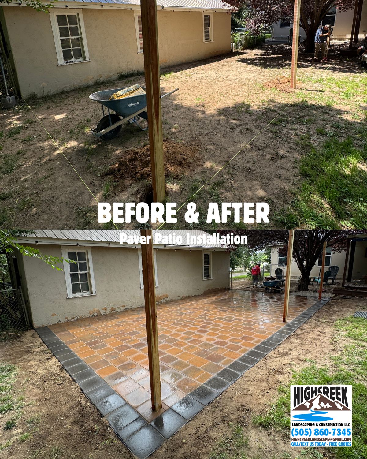 Before and after: paver patio installation 5