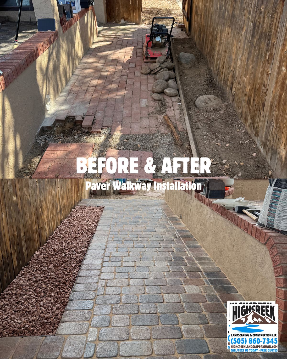 Before and after: paver walkway installation