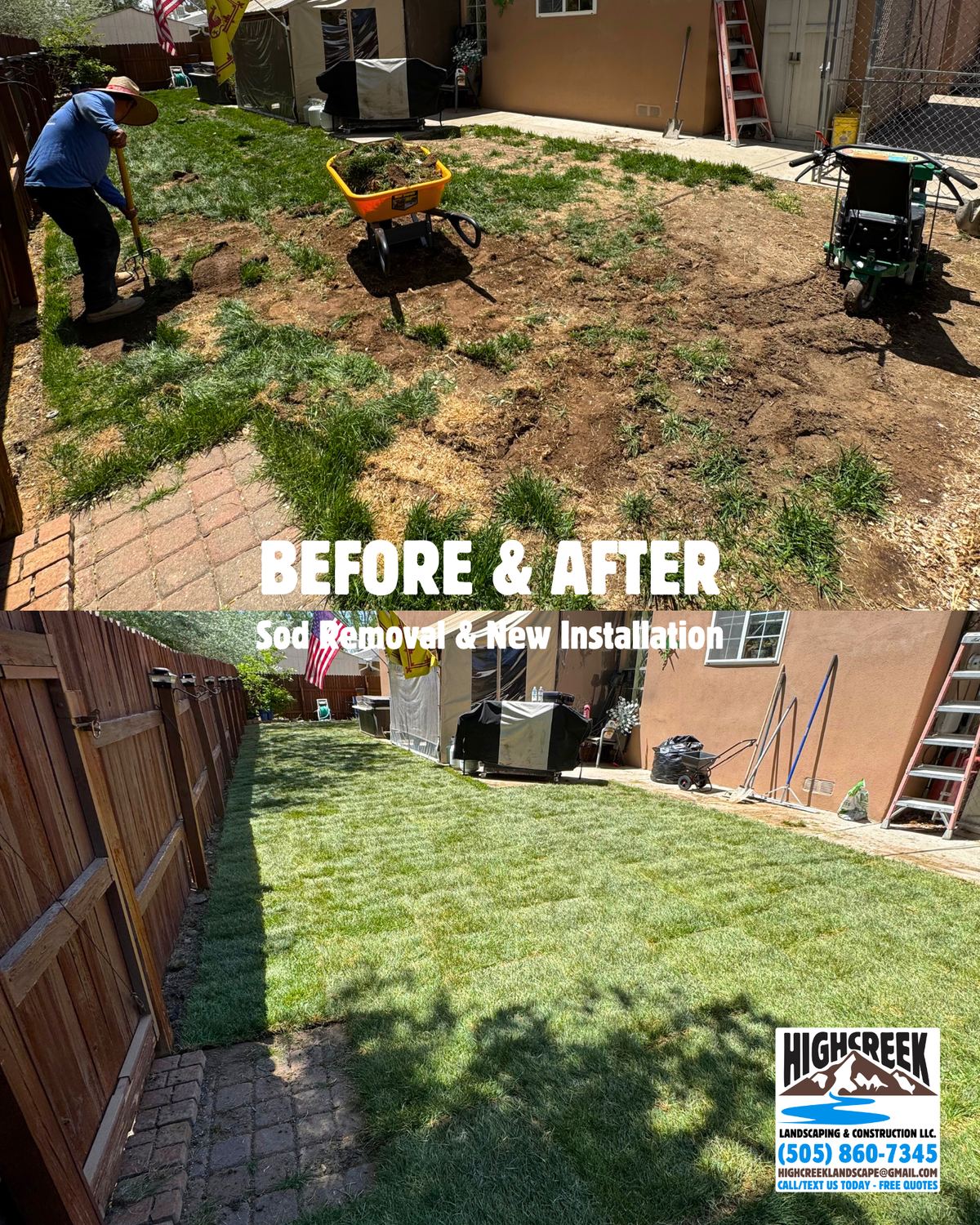 Before and after: sod removal & new installation 2