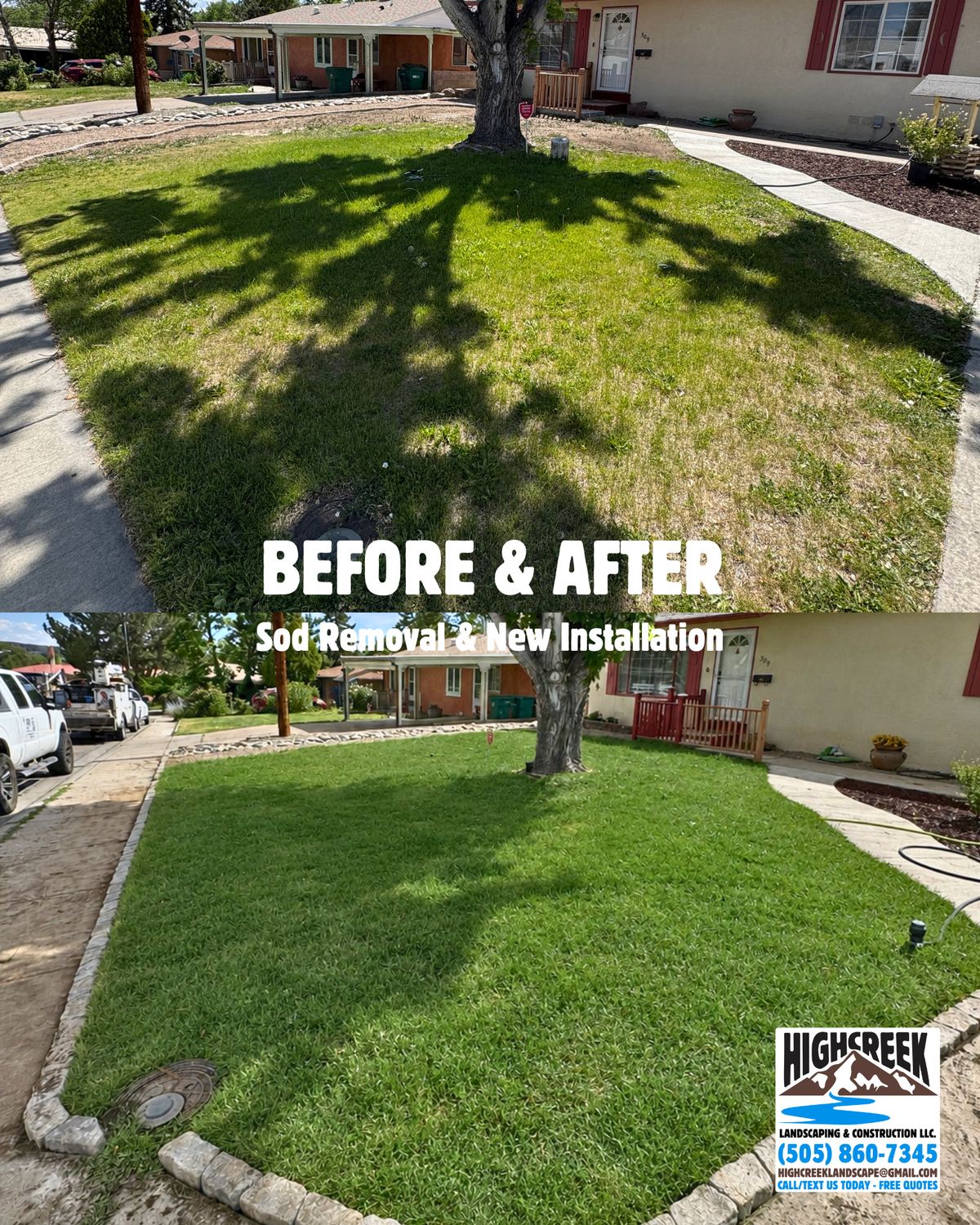 Before and after: sod removal & new installation 3