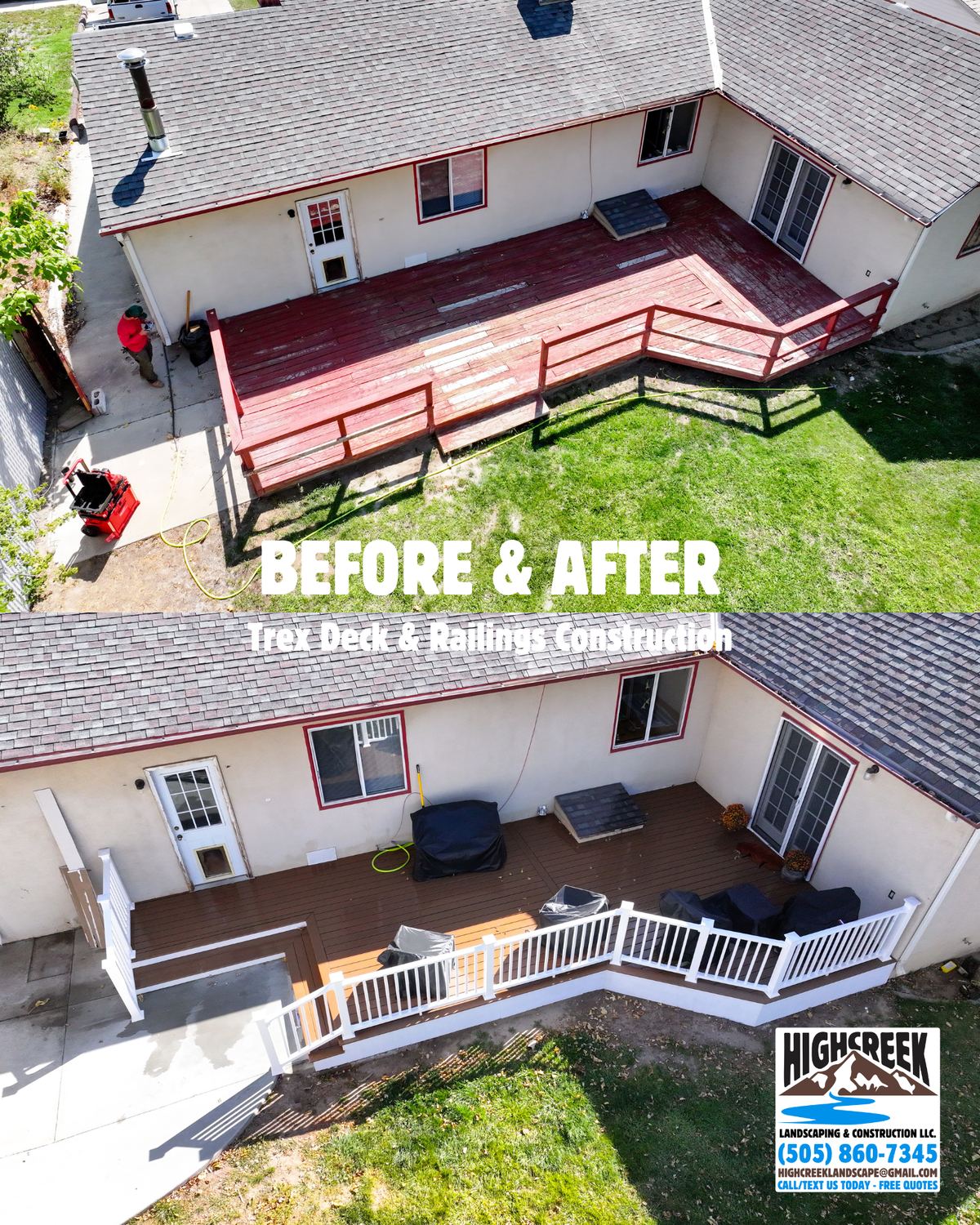 Before and after: trex deck and railings construction