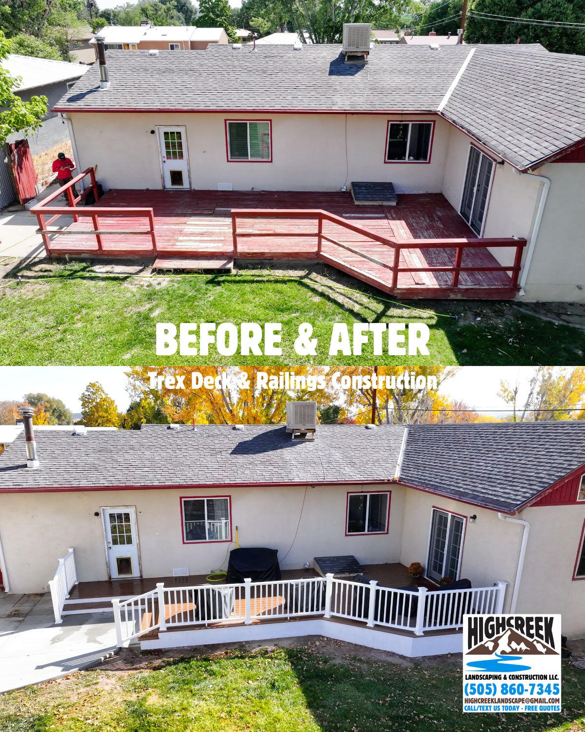 Before and after: trex deck & railings construction