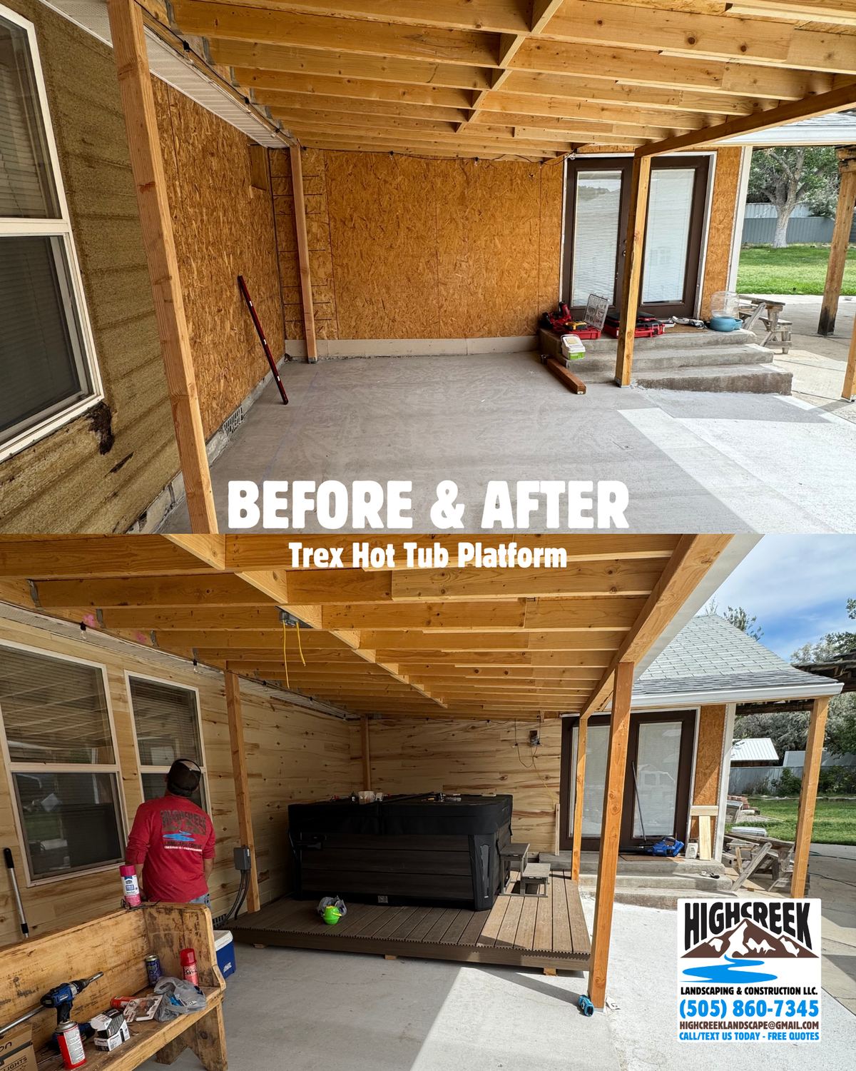 Before and after: trex hot tub platform