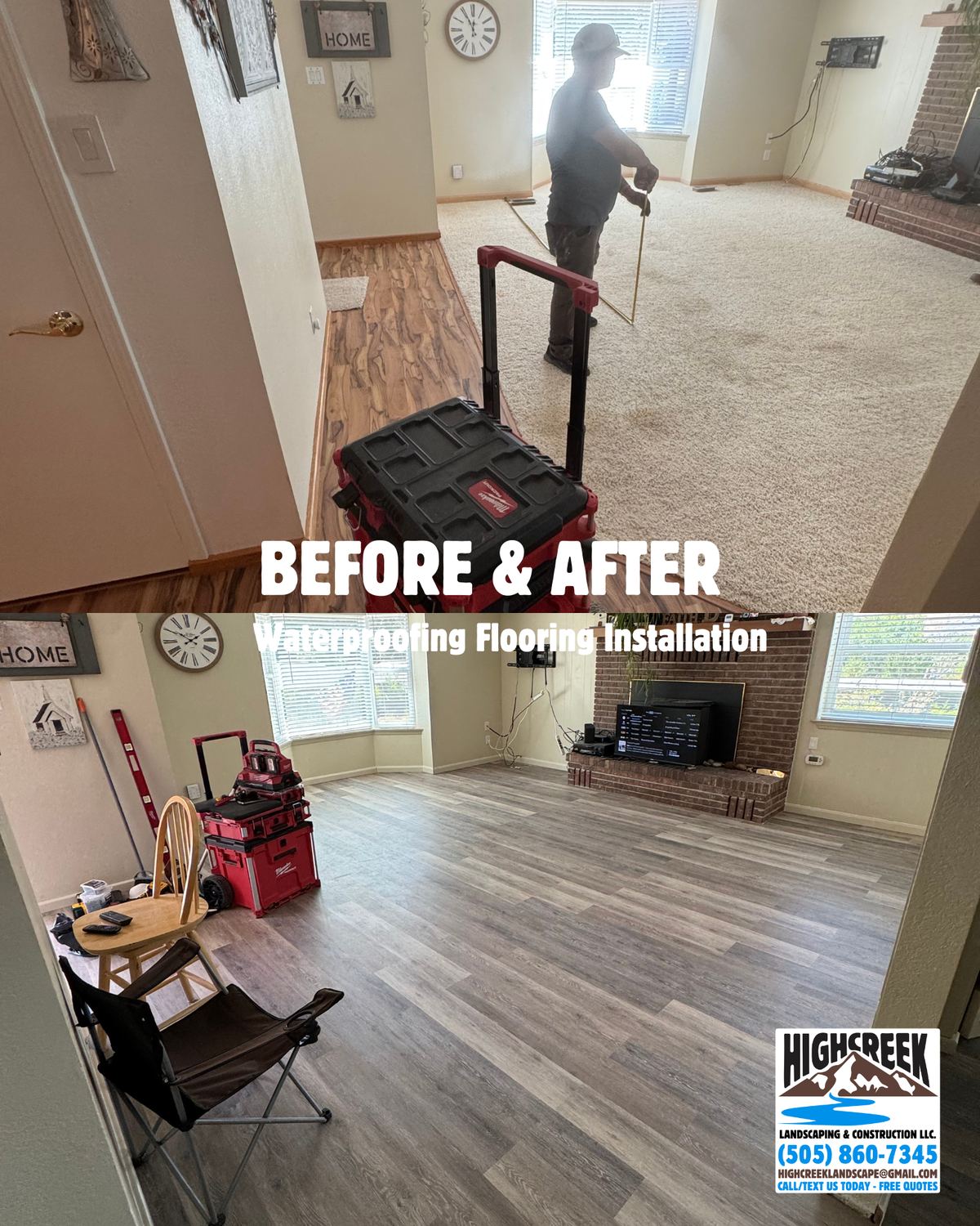 Before and after: waterproofing flooring installation